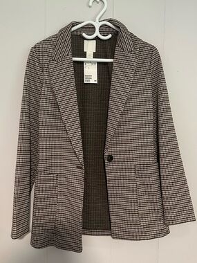 H&M Black and White Houndstooth Blazer